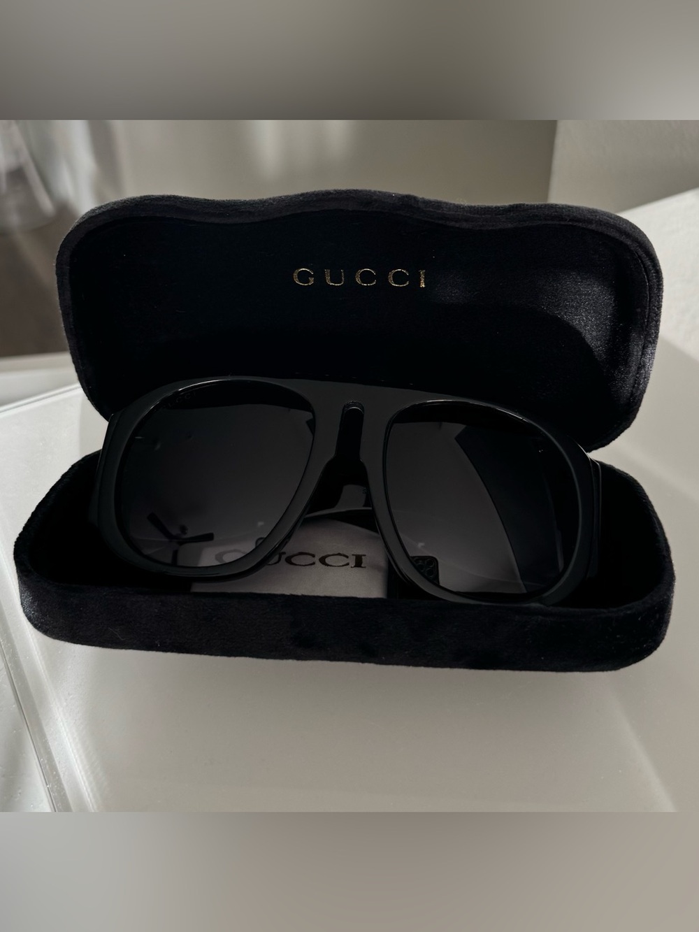 Gucci Black Shield Sunglasses with Dark Gradient Lenses - Picture 2 of 9